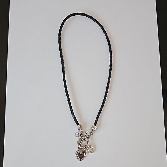 Lia Sophia Braided Cord Toggle Charm Heart Pendant Necklace - Picture 2 of 4